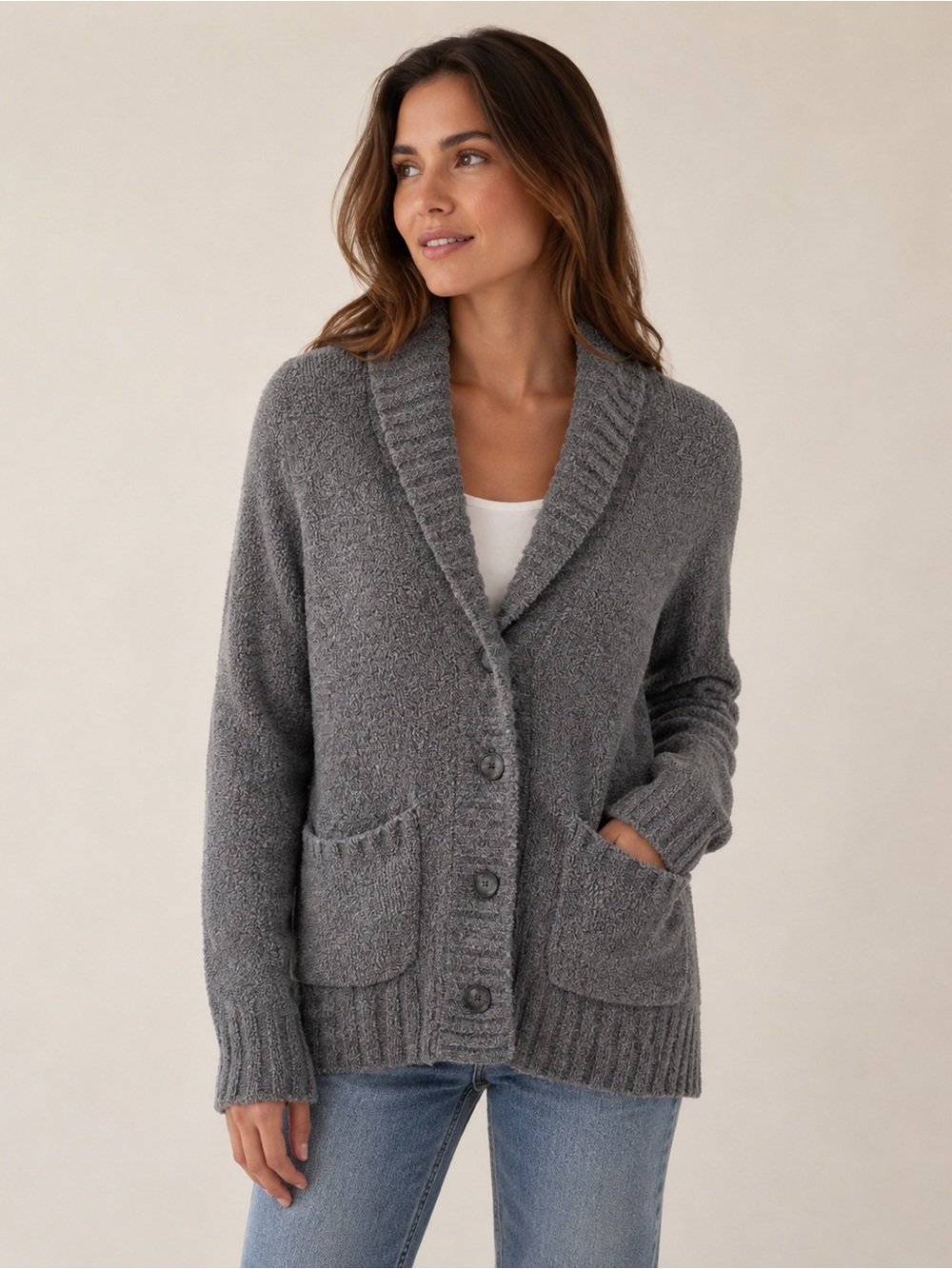 Merona Gray Ultra Soft Shawl Collar Cardigan Size 1